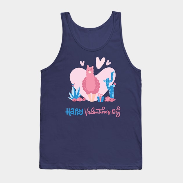 valentines day with cute funny llama love Tank Top by bignosestudios